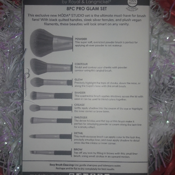 🎁 Stocking Stuffer: Vegan Moda 8 Brush GLAM Set - Picture 2 of 2